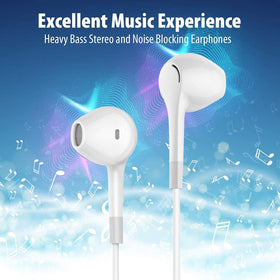 HUOMU Earbuds shown with inline microphone for hands-free calls