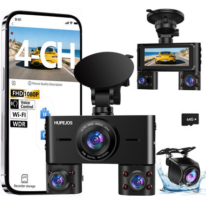 HUPEJOS 360 front view dash cam captures daytime details for safety