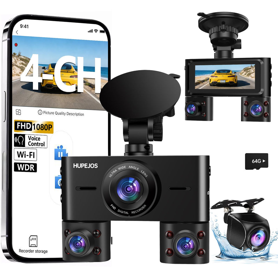 HUPEJOS 360 front view dash cam captures daytime details for safety