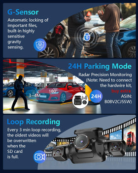 HUPEJOS dash cam 4K front with dual 1080p for detailed footage.