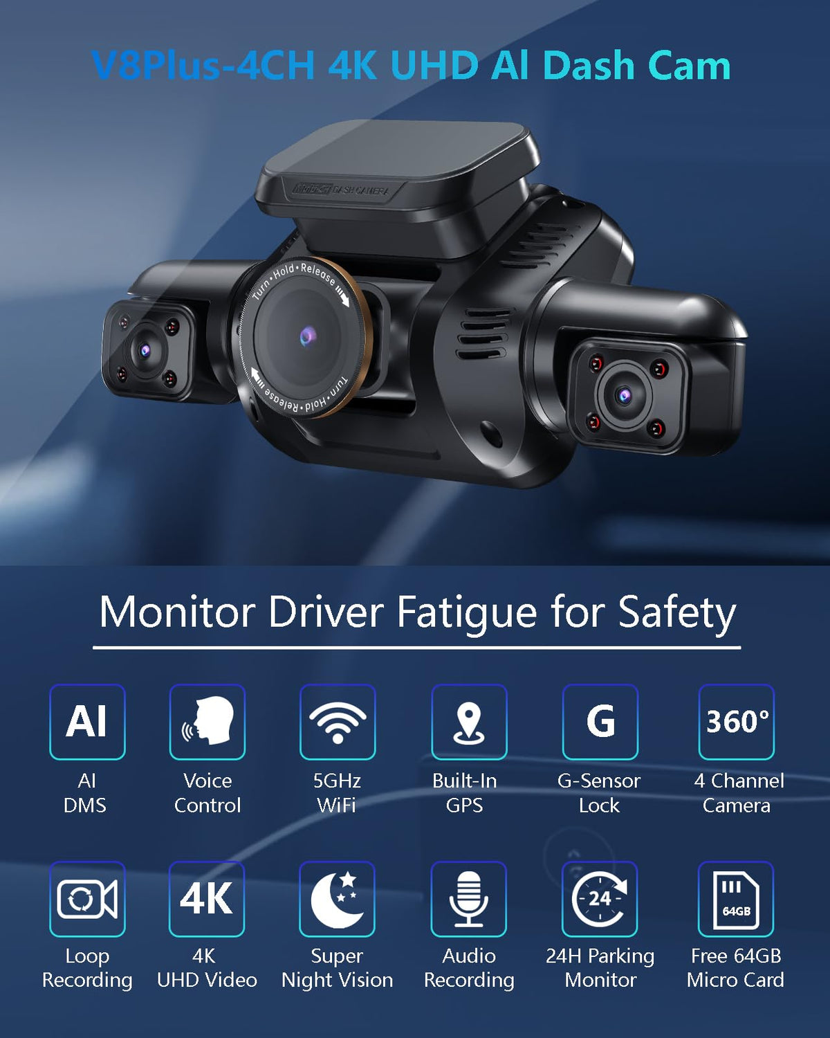 HUPEJOS left-side dash cam lens recording side streets clearly.