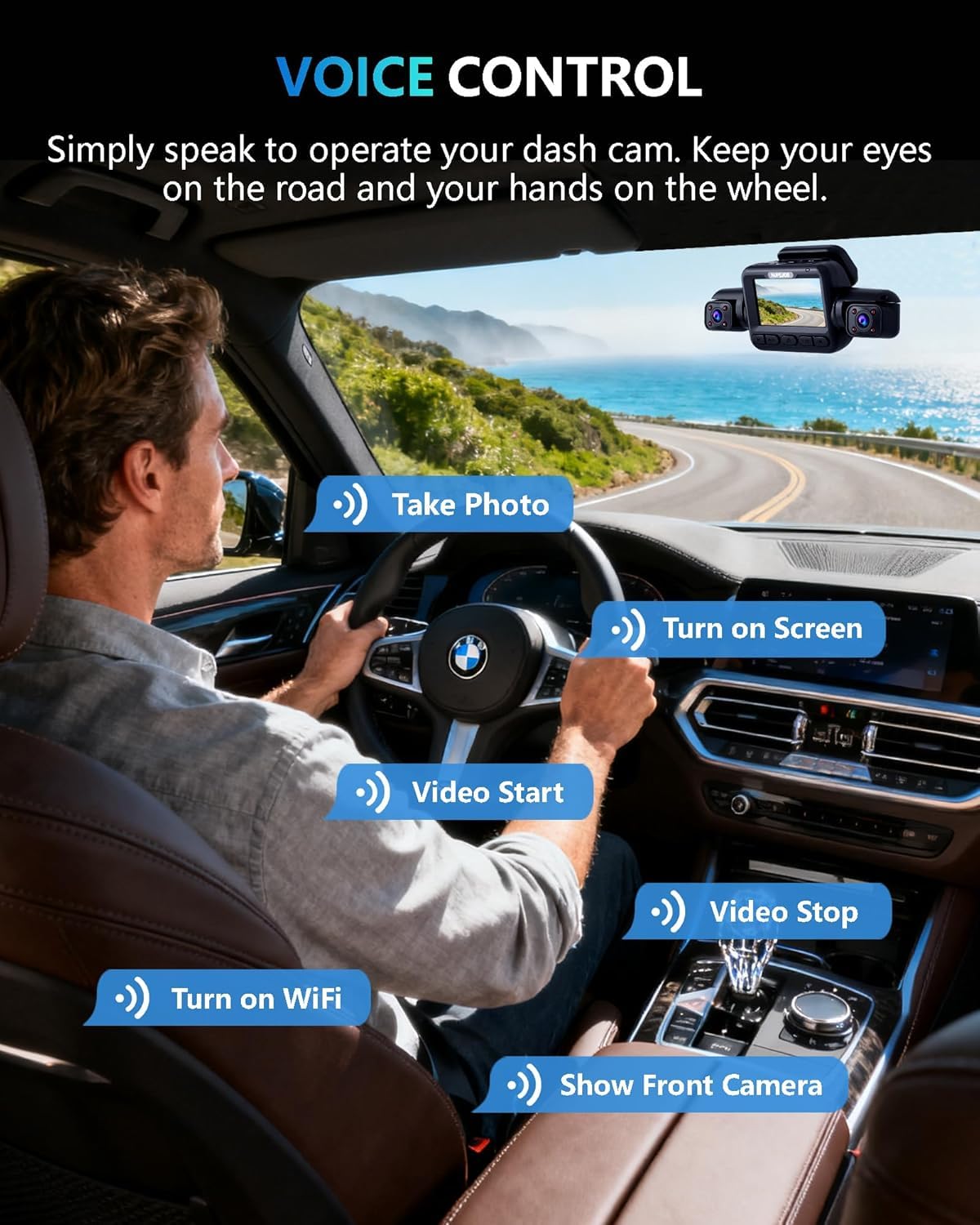 HUPEJOS night vision with IR for clearer night driving imagery.