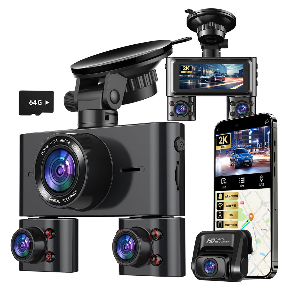 HUPEJOS dash cam 360° front view captures wide road details for safer driving.