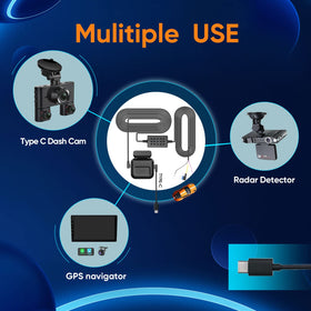 HUPEJOS hardwire kit next to HUPEJOS dash cam showing size relationship for planning install