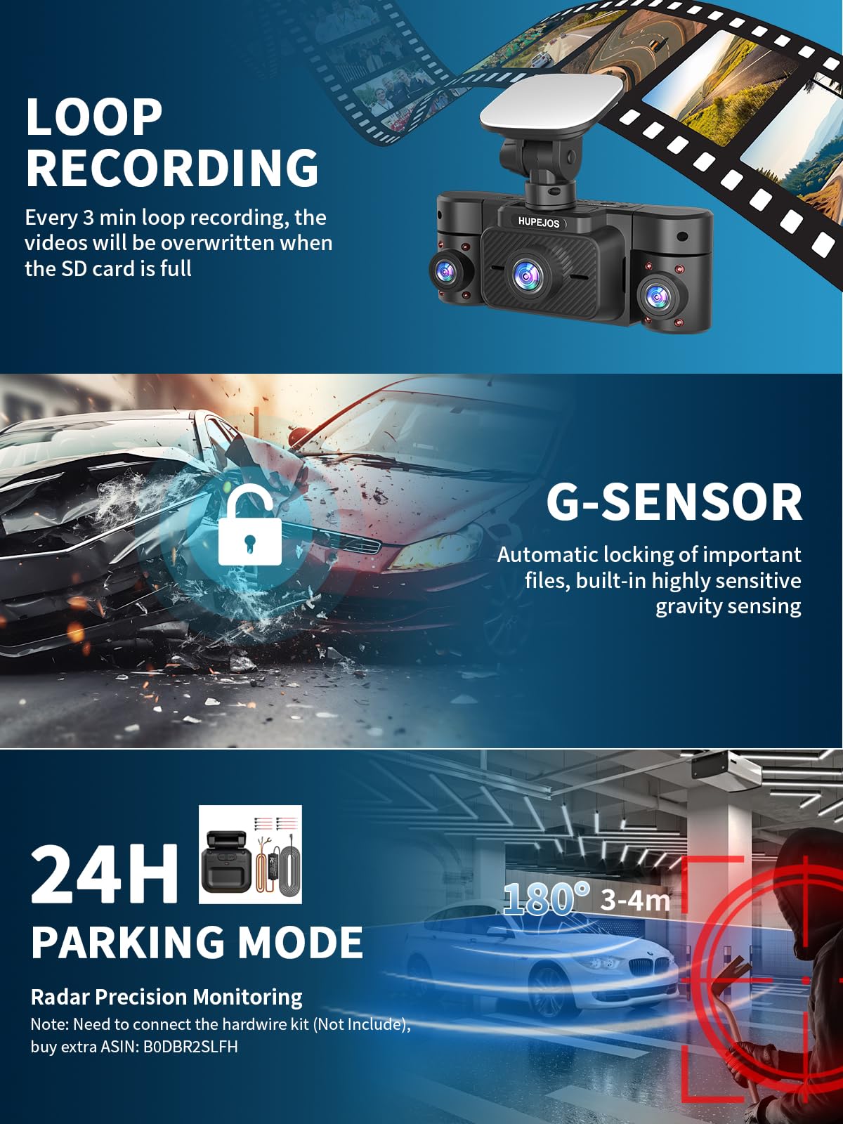 HUPEJOS V50-4CH 4K front and 1080p rear deliver detailed footage