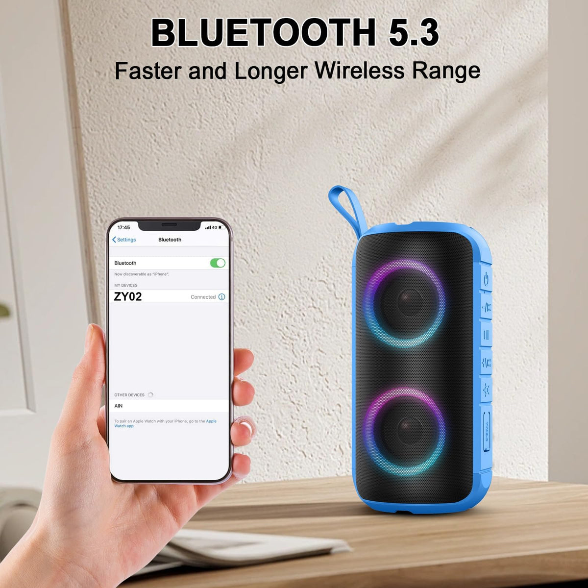 Hupoaf Bluetooth Speaker featuring a 5-3 chip for fast pairing and clear calls