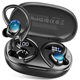 Hupoaf Wireless Earbuds with earhooks ensure a secure, stable fit during workouts
