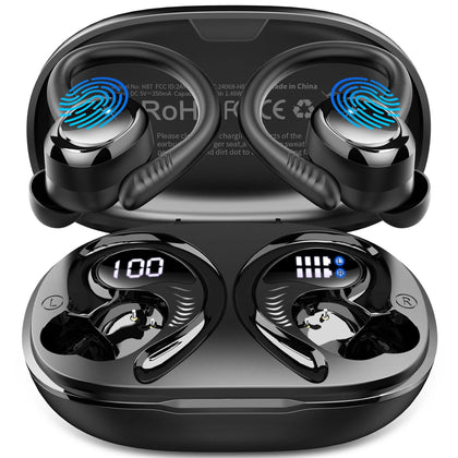 Hupoaf front packaging showing earbuds and case, highlights portability