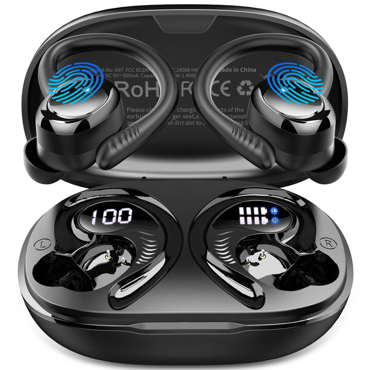 Hupoaf front packaging showing earbuds and case, highlights portability