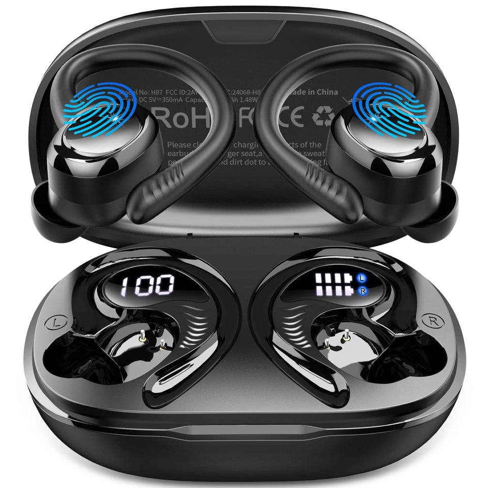 Hupoaf front packaging showing earbuds and case, highlights portability