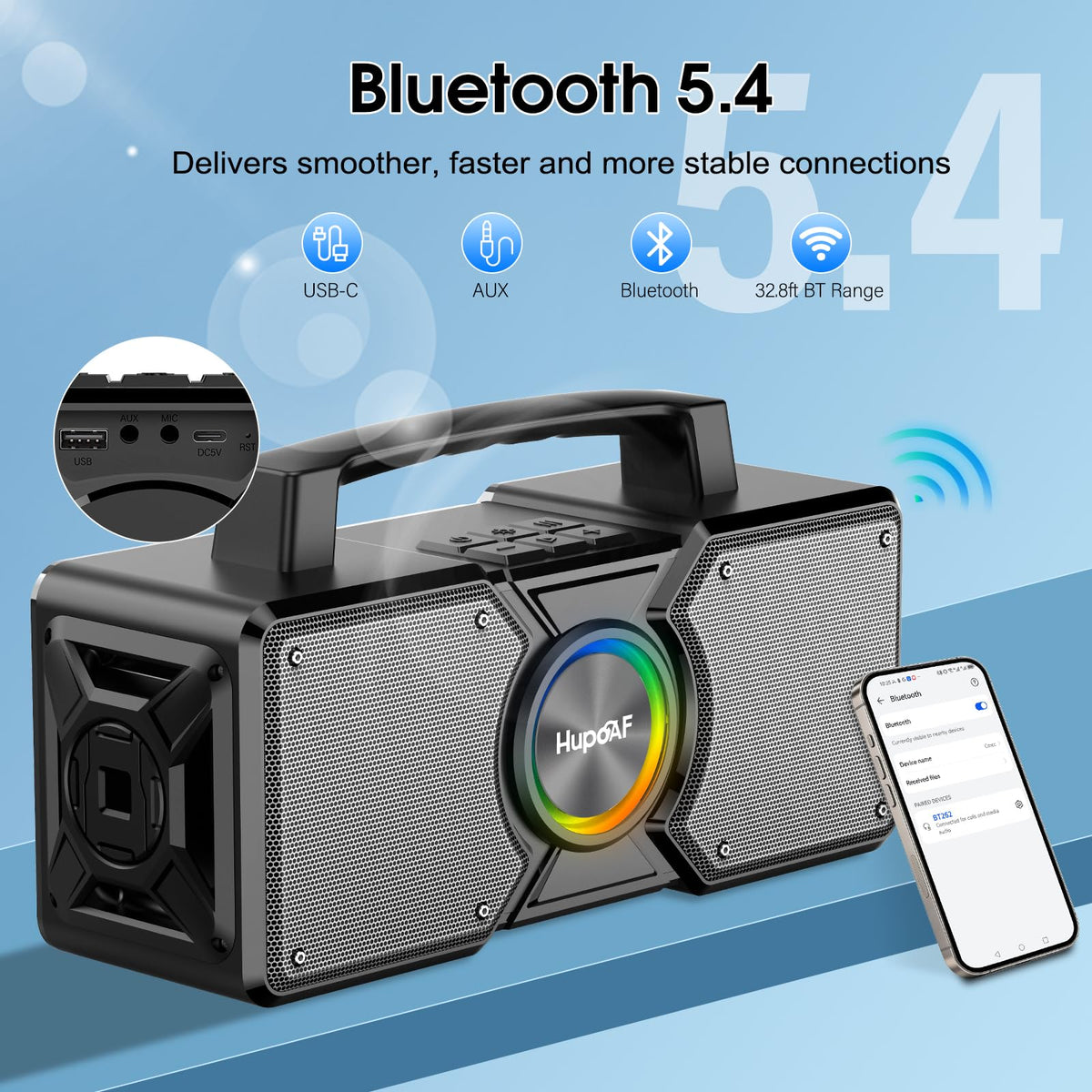 Hupoaf IPX7 waterproof build withstands rain and poolside fun.