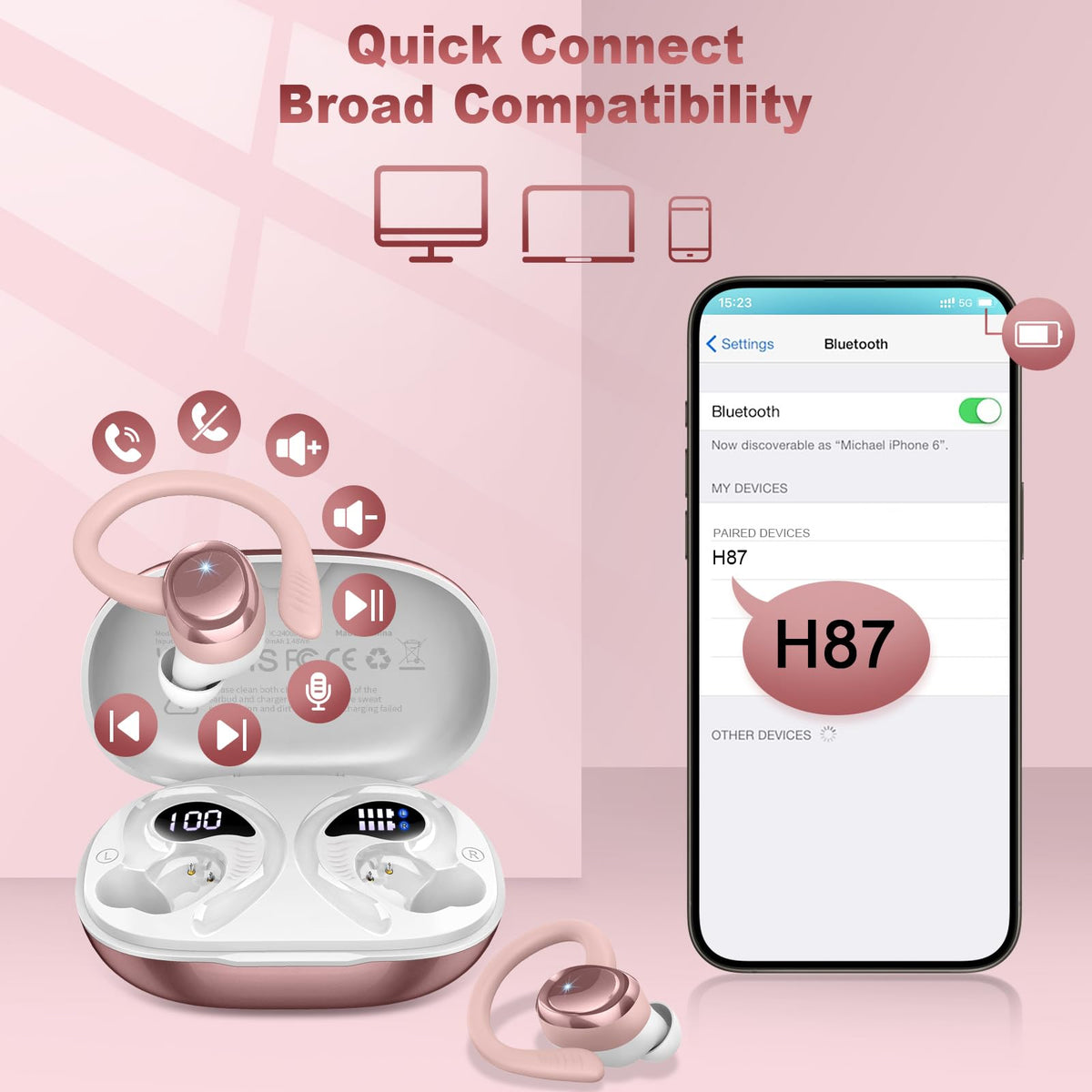 Hupoaf smart touch controls for music and calls