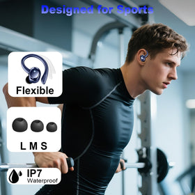 Hupoaf earbuds worn by runner outdoors demonstrating secure fit and sweat protection