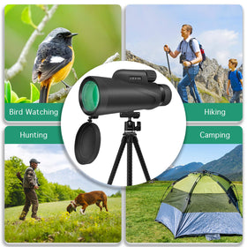 HURYSIN monocular used by birdwatcher in field for clear wildlife observation