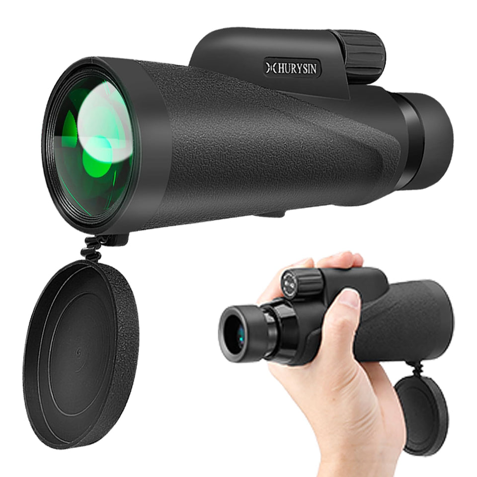HURYSIN monocular front view showing compact design and portability benefit