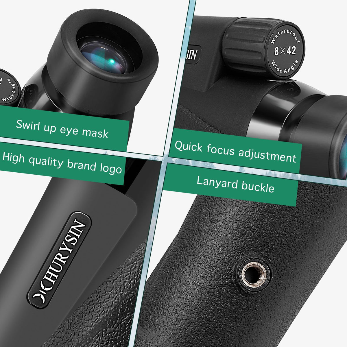 HURYSIN monocular in hand showing small size for effortless carrying