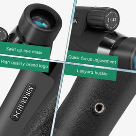 HURYSIN monocular in hand showing small size for effortless carrying