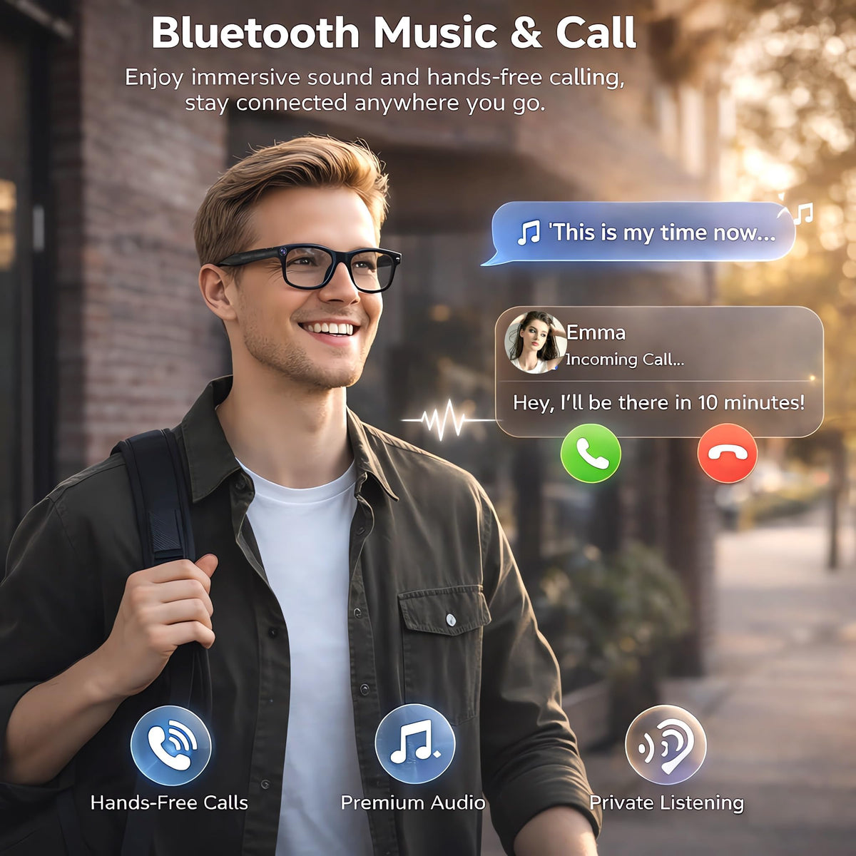 HUSHVANE AI voice assistant on glasses for quick hands-free tasks.