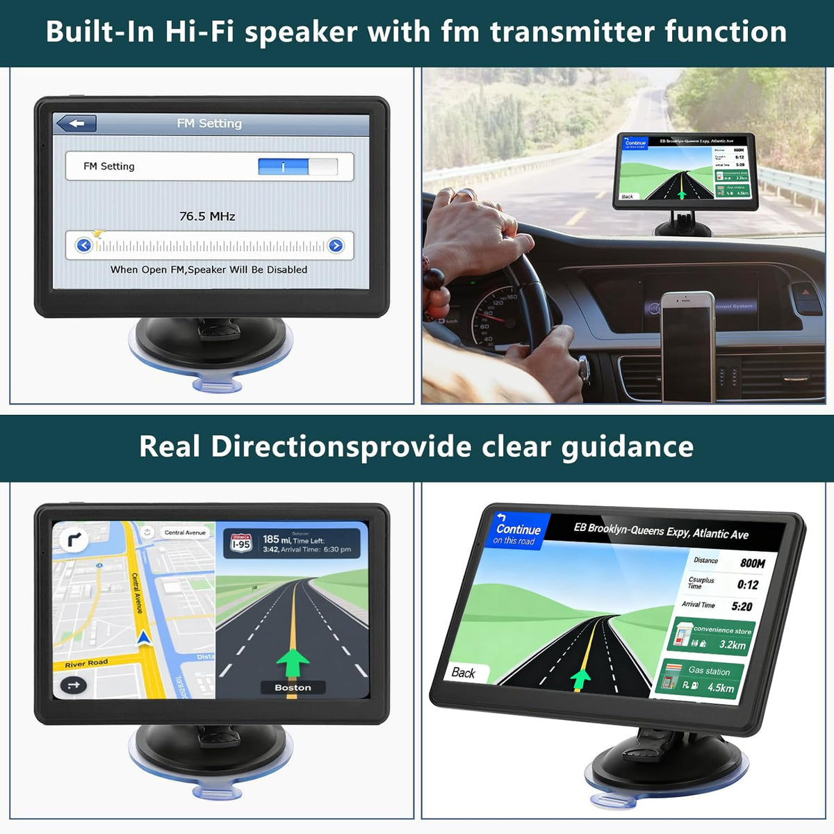 HUTNVEA mounted on windshield demonstrating stable suction and visibility