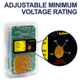 HVAC YELLOW HAT plugged into wall with appliance demonstrating in-use protection