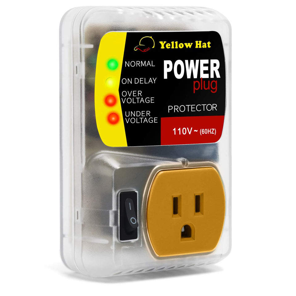 HVAC YELLOW HAT surge protector front view guards appliances from voltage spikes