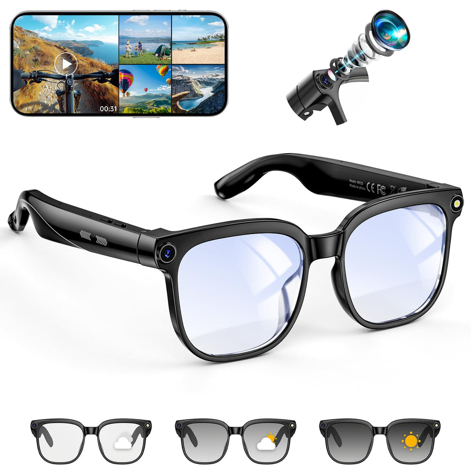 Hwagol Smart Glasses capture 4K images with stabilized video for hands-free moments.