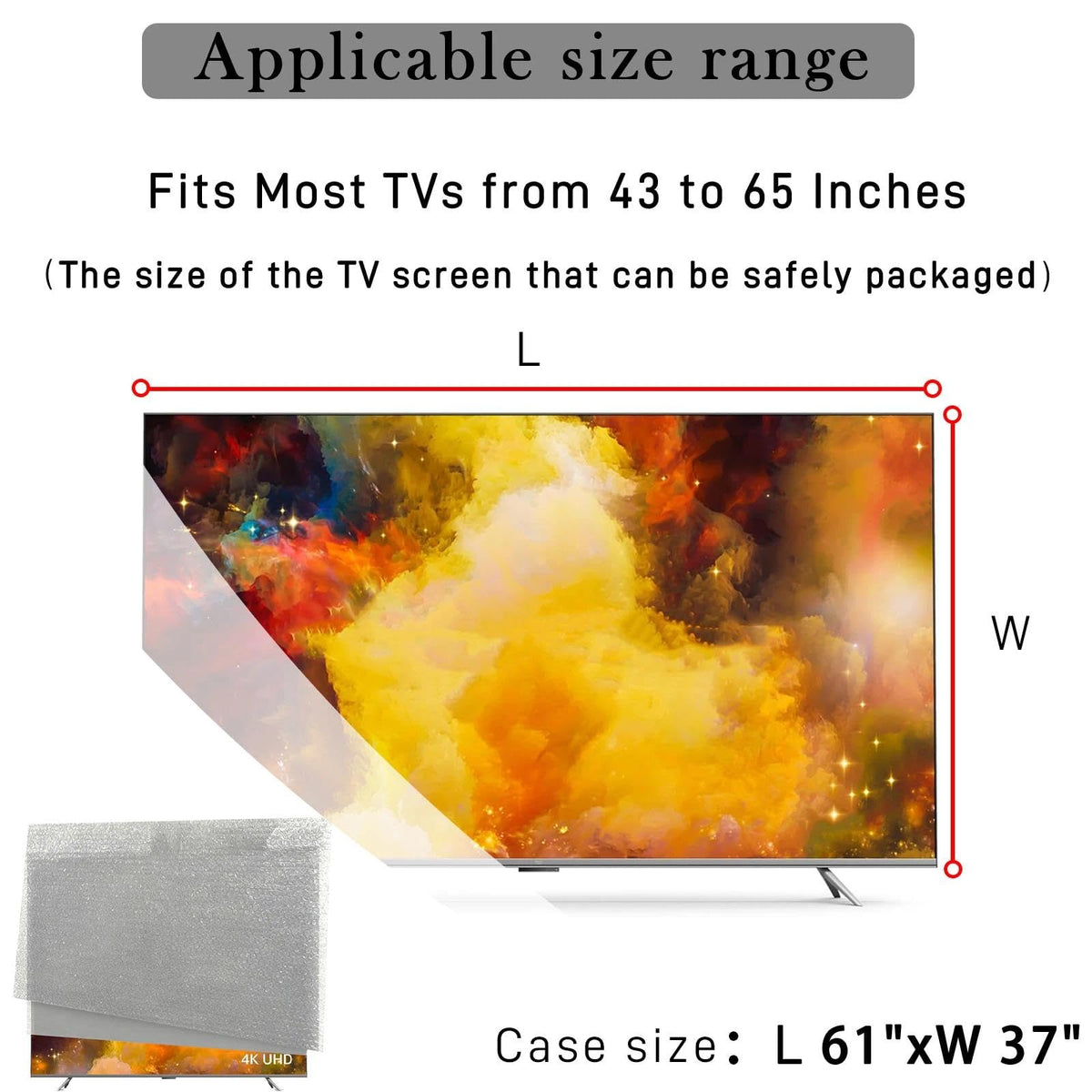 Hxszk TV Wrap Cover fits up to 65 inches, full coverage without exposed edges.