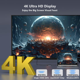 Hxwlo 4K 30Hz HDMI outputs deliver crisp visuals on external displays