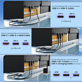 Hyangin S8 Pro ports and cables connected to Type-C hub for data transfer and display.