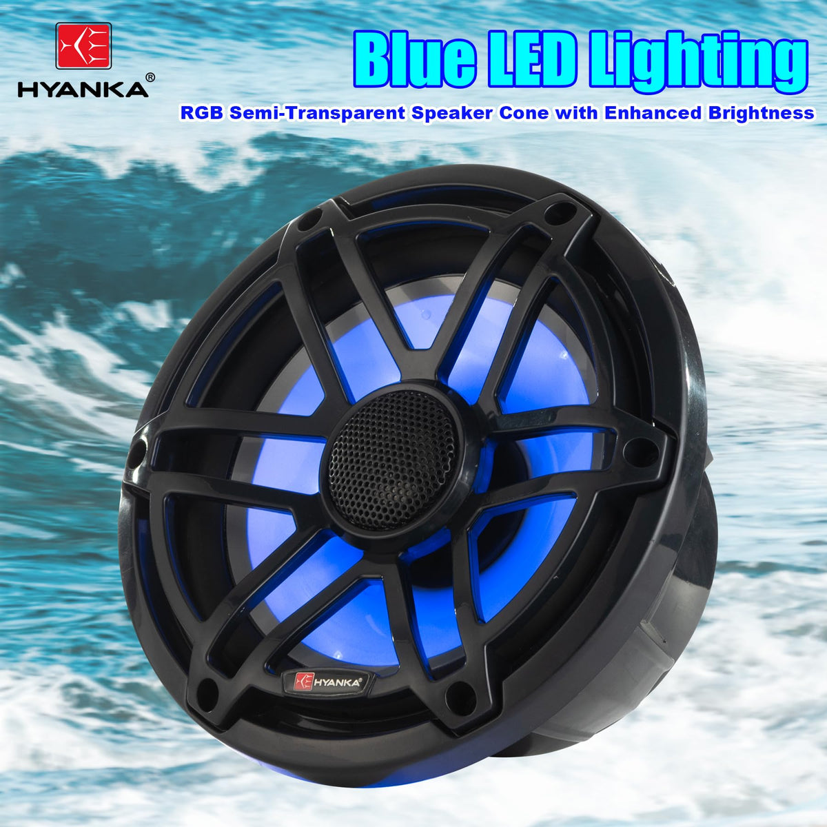 HYANKA MC-65B woofer detail emphasizes powerful Y35 magnet bass performance.
