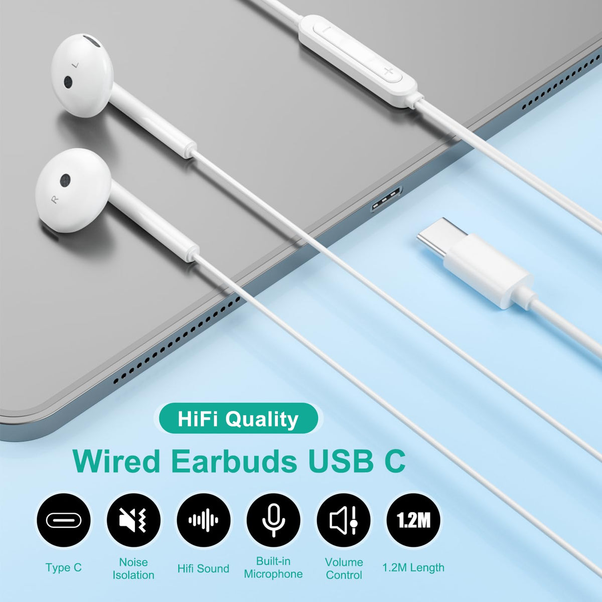 In-ear Hylvsoe earphones with mic and volume control for calls