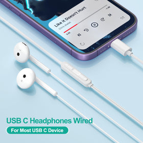 Hylvsoe USB-C headphones used with Samsung Galaxy and Pixel phones for direct audio