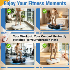 Hyparade remote on home gym floor near vibration plate showing practical use in workout routines