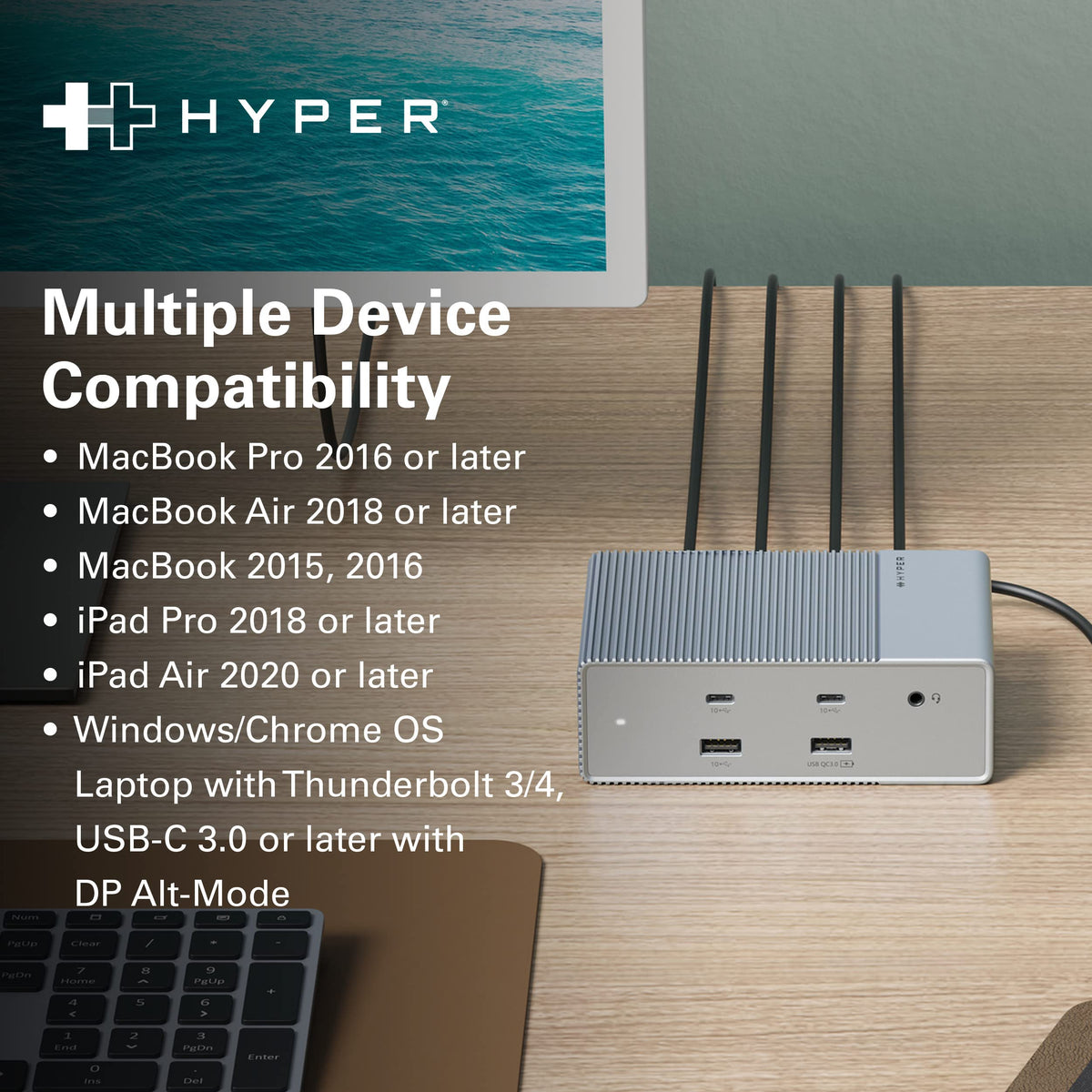HyperDrive Dock TOSLINK audio input/output for clear sound.