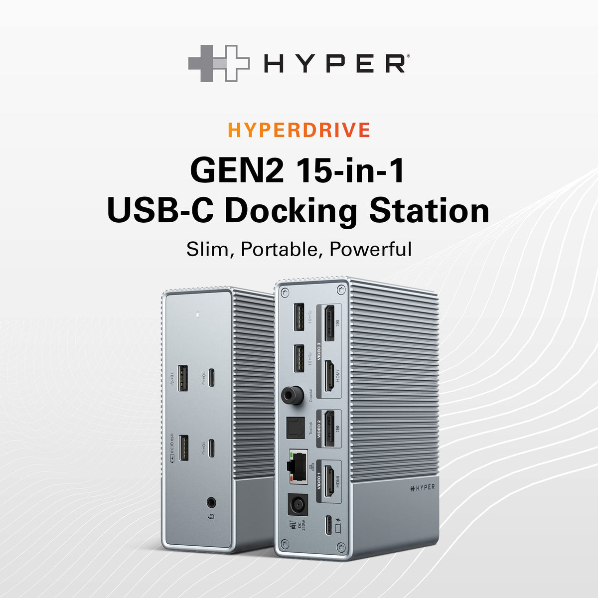 HyperDrive Dock triple-extended displays provide expansive workspace.