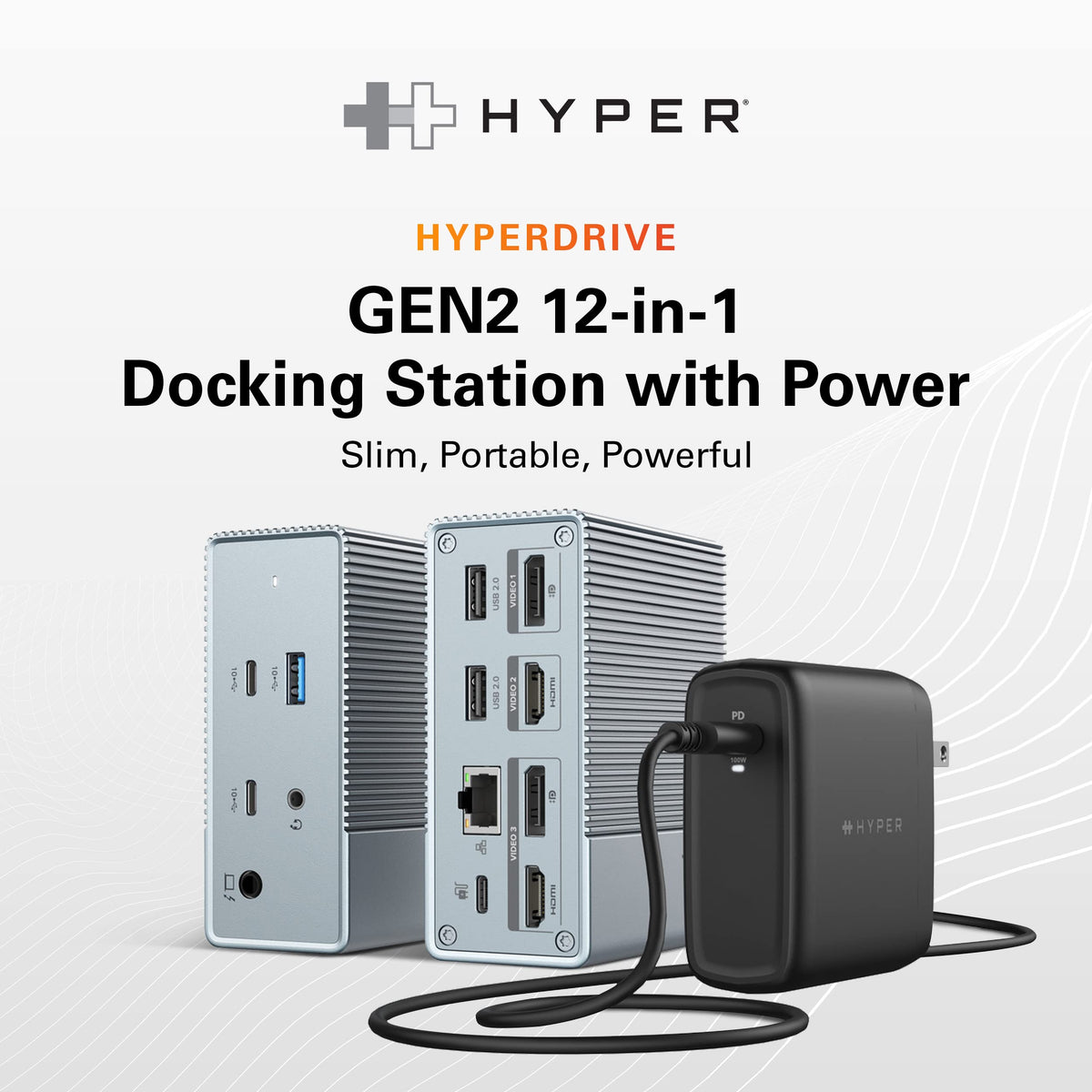 HyperDrive GEN2 with 100W PD charging a laptop during workstation session.