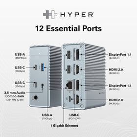 HyperDrive GEN2 delivering 4K output to HDMI and DisplayPort monitors.