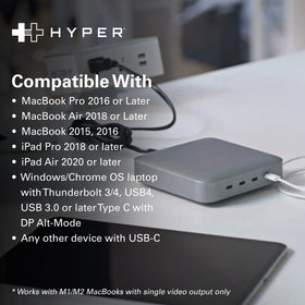 HyperDrive Thunderbolt 4 Hub supports 8K 30Hz or two 4K 60Hz displays.
