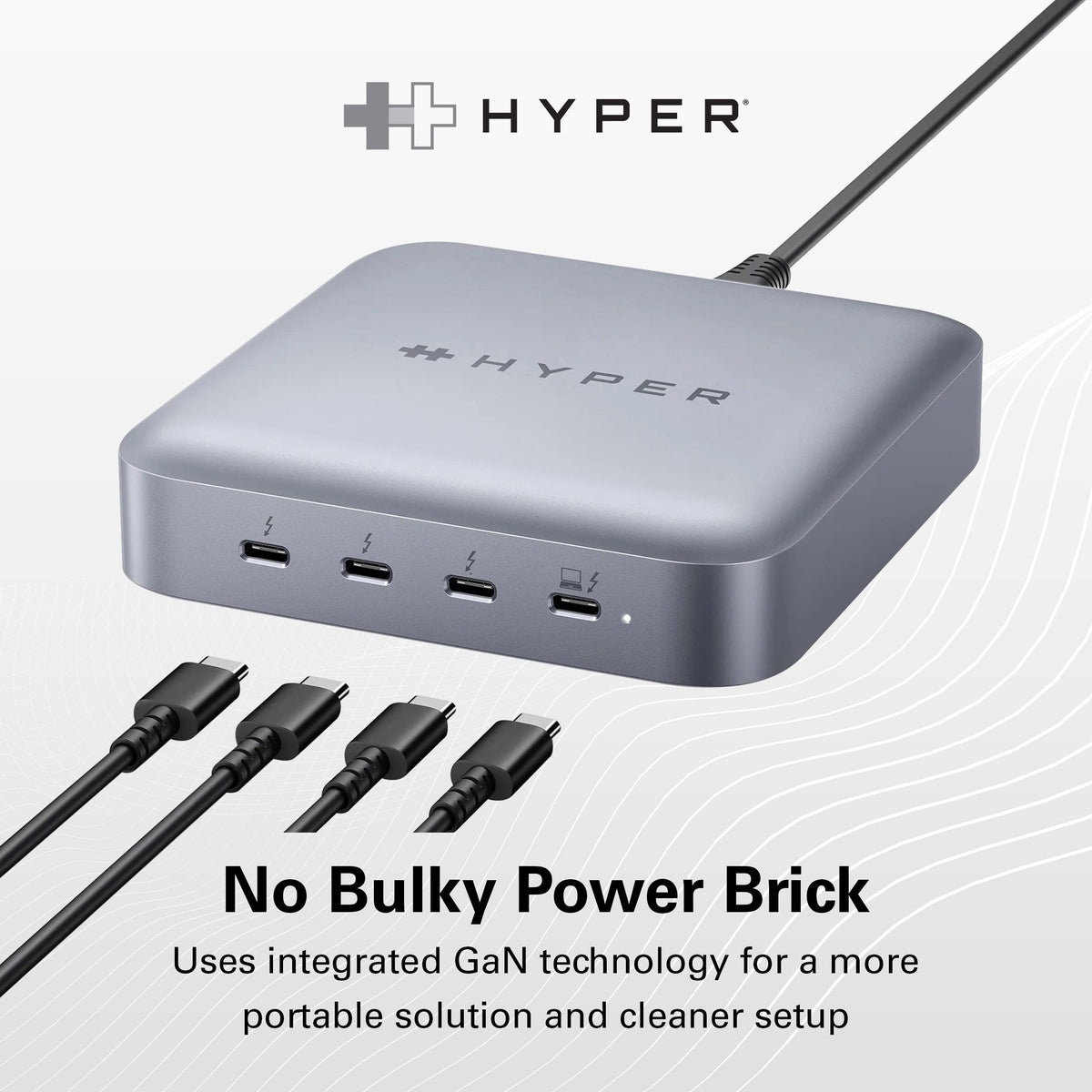 HyperDrive Thunderbolt 4 Hub top view highlighting sleek workspace docking.