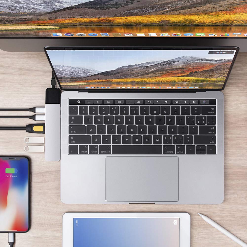 HyperDrive USB-C hub side ports layout showing Ethernet and USB-A access