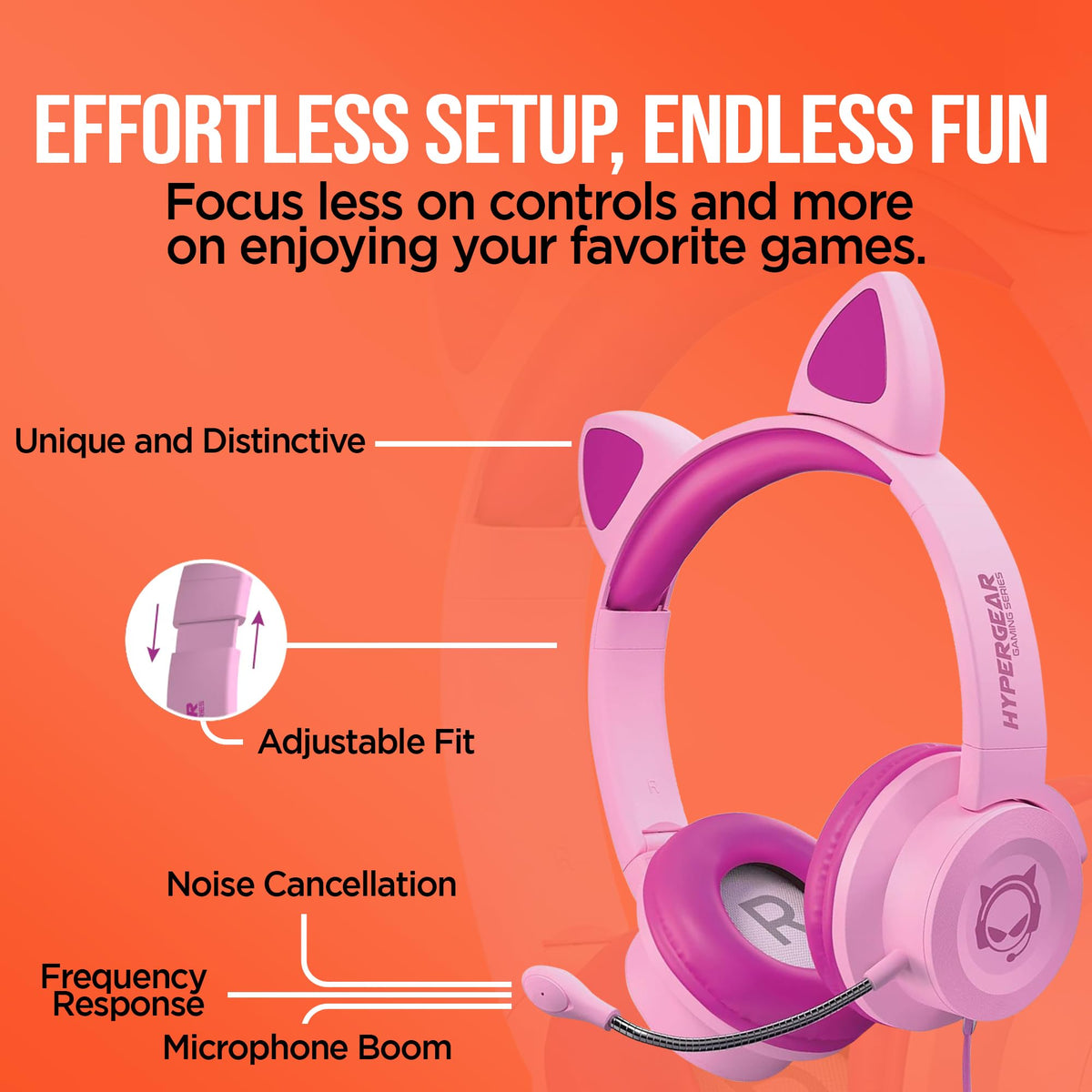 HyperGear Kombat Kitty detachable mic for chats and teamwork.