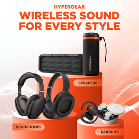 HyperGear outward ear cup mode showing speaker-style sharing with others