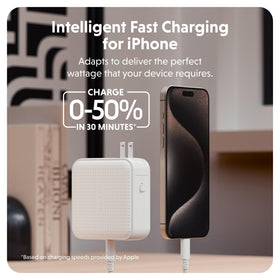 HyperJuice on desk with C8 adapter for home or office charging.