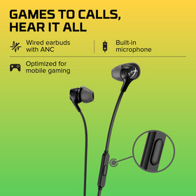 HyperX Cloud Earbuds II earbud close-up highlighting driver housing and textured finish benefit