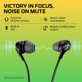 HyperX Cloud Earbuds II hard-shell case open protecting earbuds during travel and storage