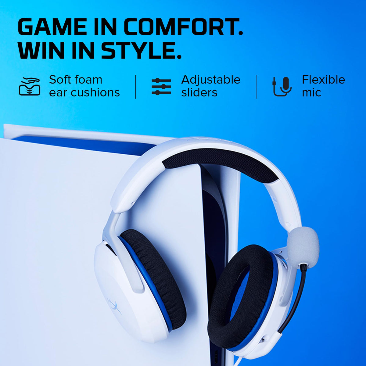HyperX headband cushion detail showing adjustable comfort and support