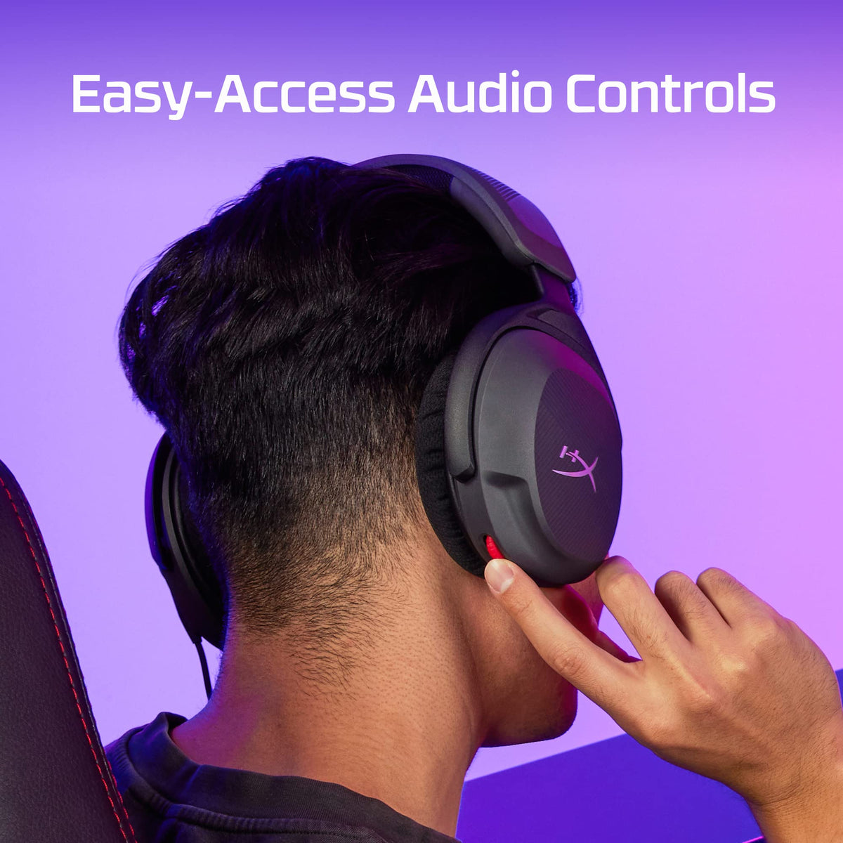 HyperX Cloud Stinger 2 Core lifestyle gaming setup showing immersive spatial audio during play