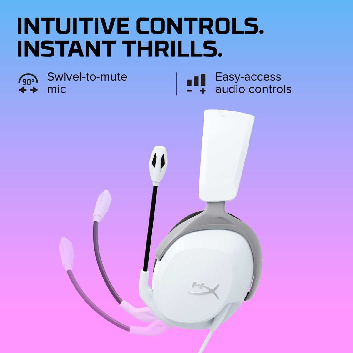 HyperX microphone swivel-to-mute showing quick muting benefit