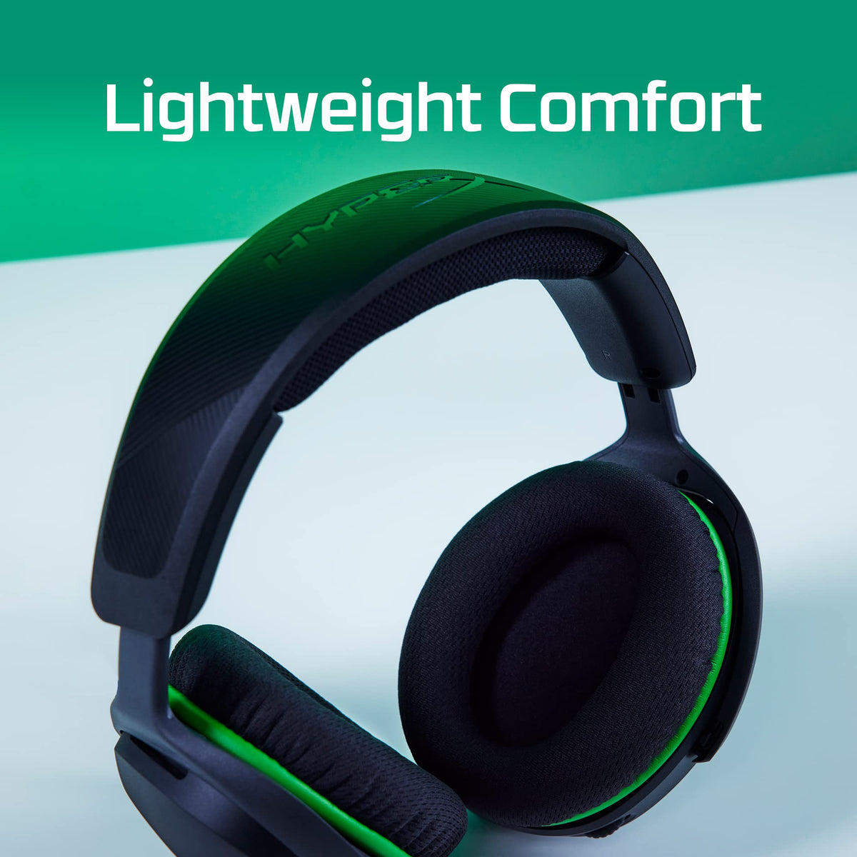 HyperX CloudX Stinger 2 Core worn during gaming to show lightweight comfort