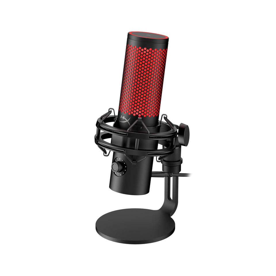 HyperX QuadCast 2 renewed front view microphone for gaming and streaming.